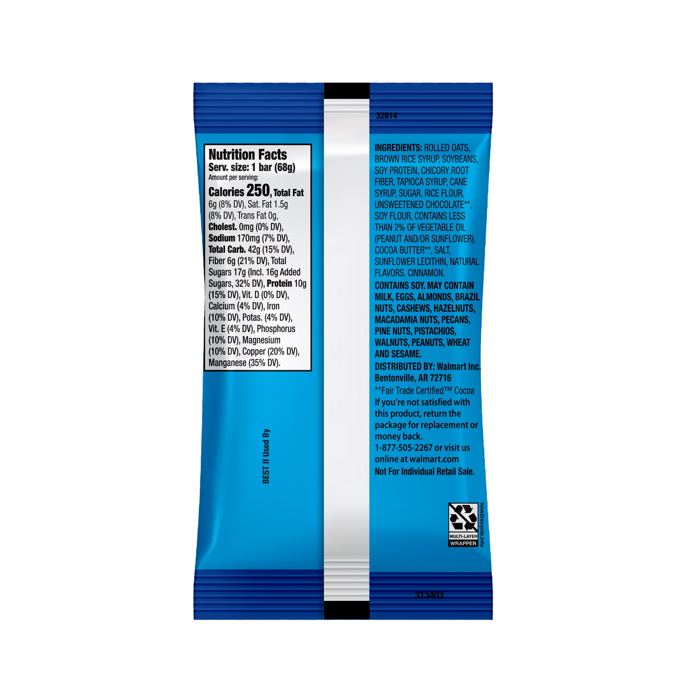Great Value Energy Bar, Chocolate Chip, 2.4 oz, 5 Count