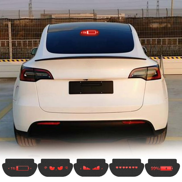 Custom LED Brake Light Projection Panel for Tesla Model 3 | High-Visibility Road Safety Decal | Exterior Car Decoration Sticker | Easy Plug-and-Play Installation | PVC & Carbon Fiber Material