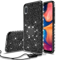Cute Glitter Phone Case Kickstand for Samsung Galaxy A10e Case,Clear Bling Diamond Bumper Ring Stand Girls Women for Galaxy A10e - Black