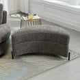 thumbnail image 6 of 32.7" W Chenille Upholstered Half Crescent Moon Storage Bench Large Ottoman with Tray Serve, 6 of 7
