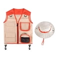 thumbnail image 1 of Kits de explorador para niños, chaleco y sombrero para cosplay para fiesta de Halloween, juguetes educativos para juegos de rol, equipo de campamento, rojo, 1 of 8
