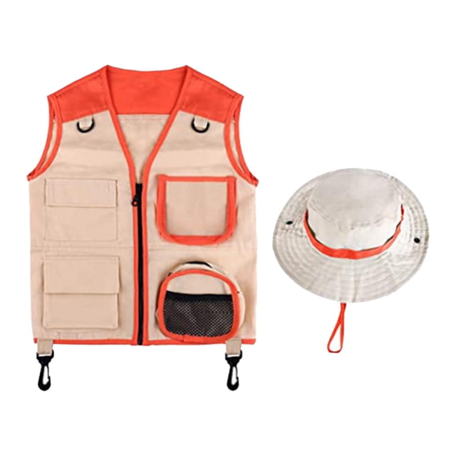 Kits de explorador para niños, chaleco y sombrero para cosplay para fiesta de Halloween, juguetes educativos para juegos de rol, equipo de campamento, rojo