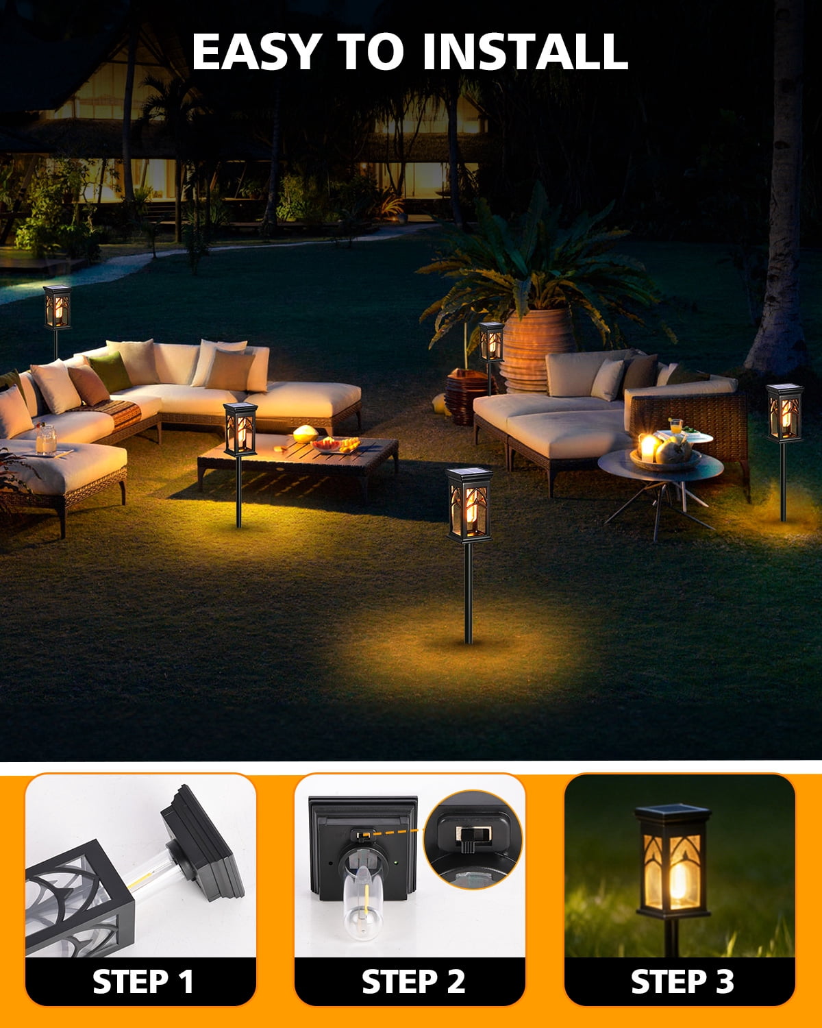 Solar Pathway Lights Outdoor 8 Pack, Solar Path Lights Outside Waterproof, Walkway Light Solar Powered Landscape Lights for Outside Garden Driveway Lawn Patio Sidewalk Yard