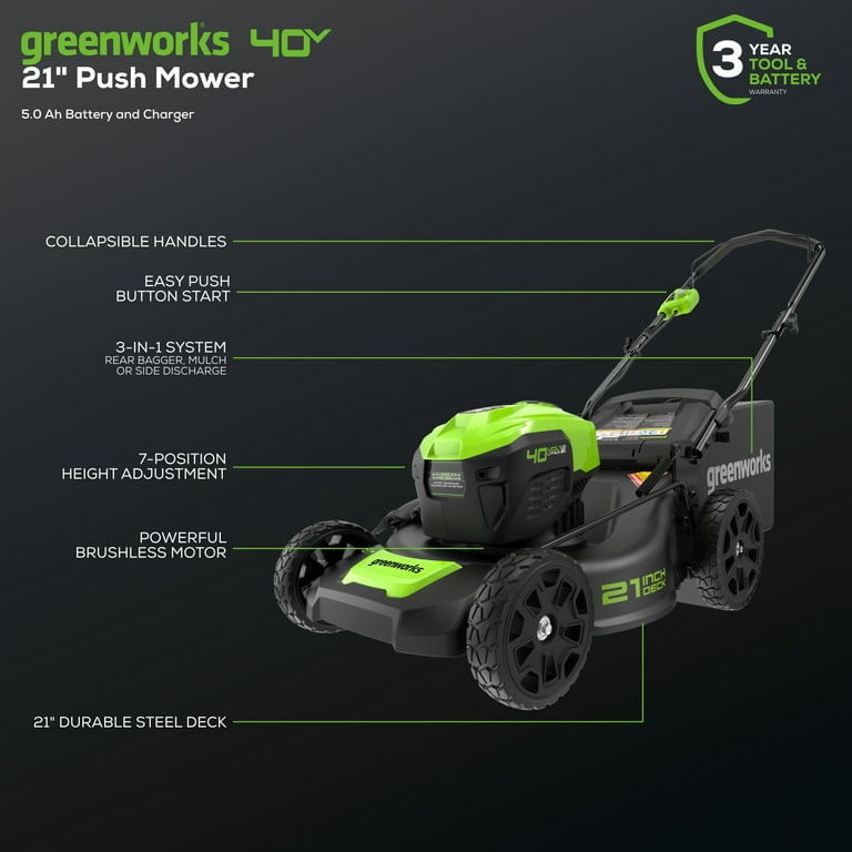 Free Shipping! Greenworks 40V 21-inch Brushless Walk Behind Push