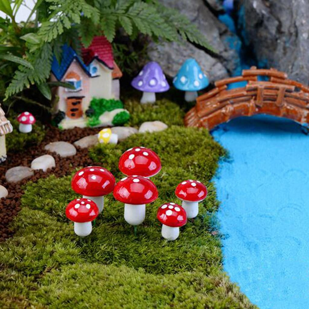 100x Rose Red Miniature Foam Mushroom Bonsai Figurine Terrarium Ornament DIY 