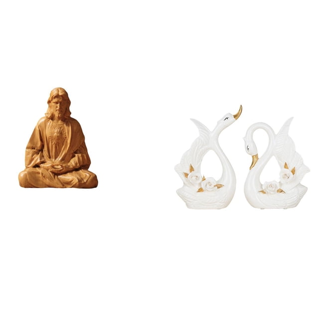 Figura de pareja de cisnes del Corazón de Jesús, elegante estatua de cerámica, adorno coleccionable para pasillo, dormitorio, oficina, escrito