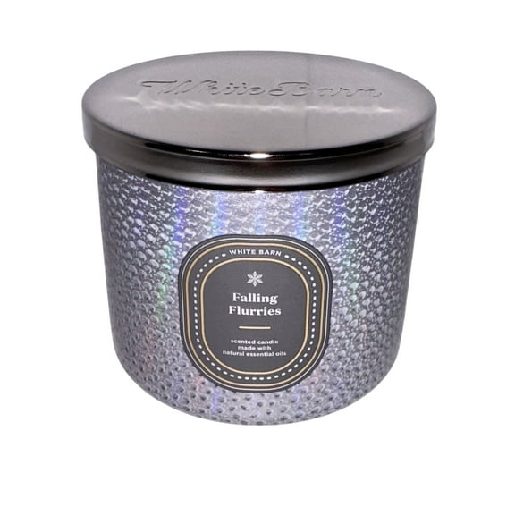Bath and Body Works - Falling Flurries White Barn Scented Candle W/ Essentail Oils (14.5 Oz / 411 G)