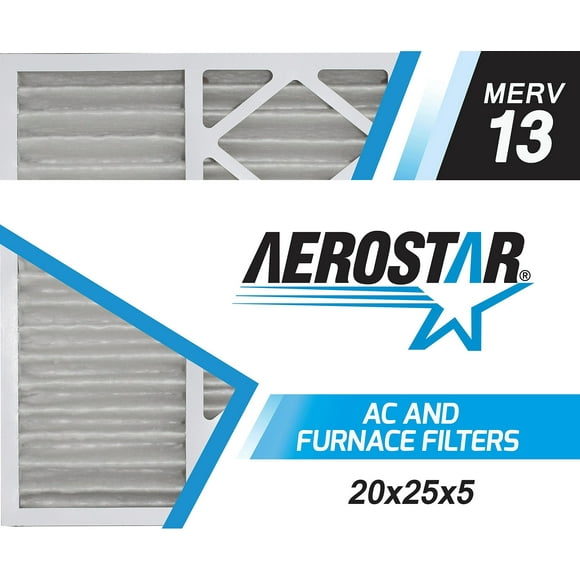 Aerostar 20x25x5 MERV 13 Air Filter, 2 Ct, ACTUAL SIZE (20.375 x 24.25 x 4.75) HVAC, Furnace Filter for Allergies, Dust, Pet Dander & Smoke (MPR 1500