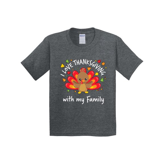 Inktastic I Love Thanksgiving with My Family-happy Turkey Youth T-Shirt
