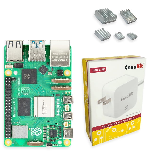 Kit básico CanaKit para Raspberry Pi 5 de 8 GB de RAM con fuente de alimentación