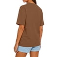 thumbnail image 4 of WULMLEO Womens Tops Basic Summer Crewneck T Shirts Short Sleeve Casual Loose Fit Cute Oversized Tee Trendy Fashion Outfits Brown M, 4 of 4
