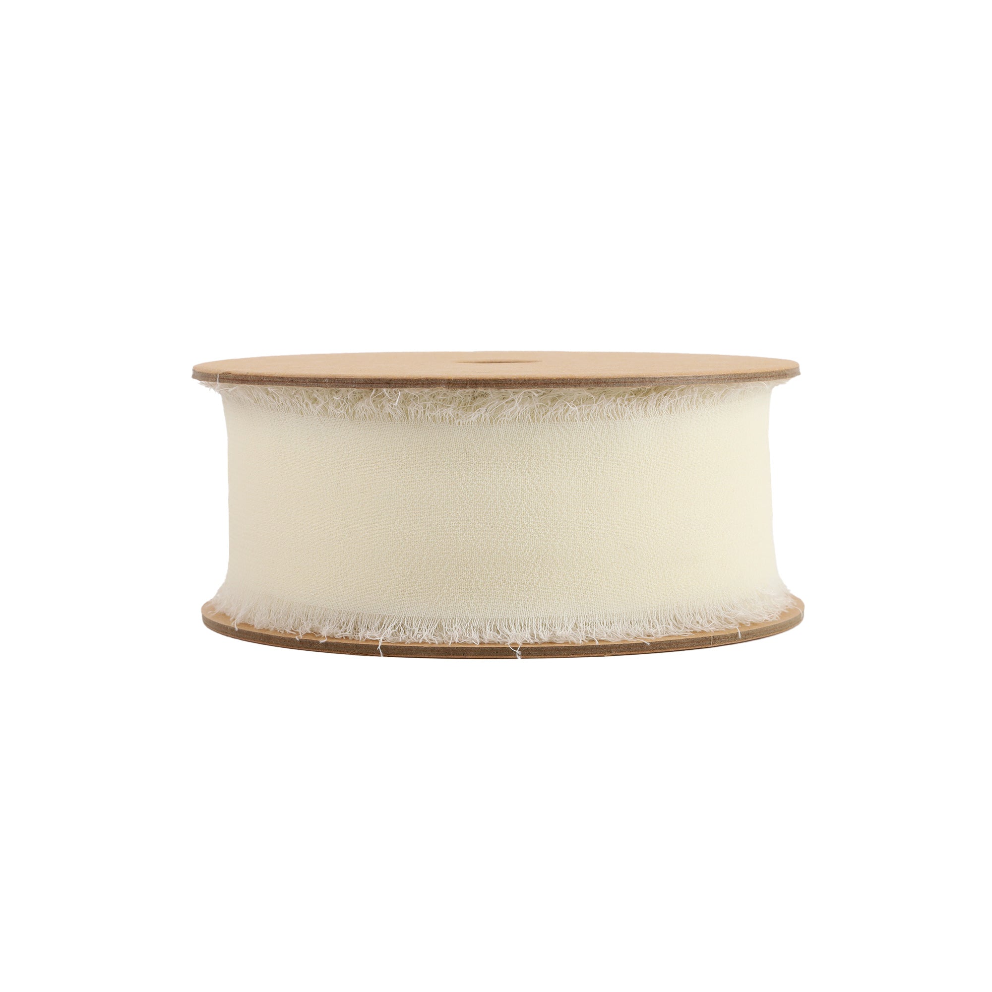 LaRibbons 1 1/2" Frayed Edge Chiffon Ribbon, Cream, 10 Yard Roll