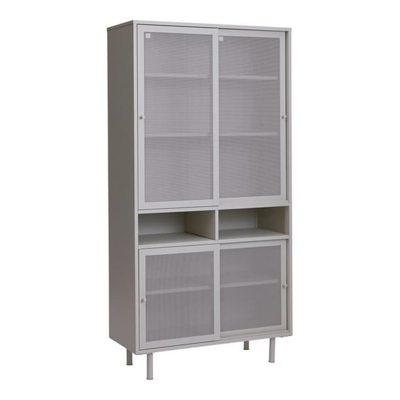 Unique Furniture 71''H Contemporary Metal TV Stand in Greige