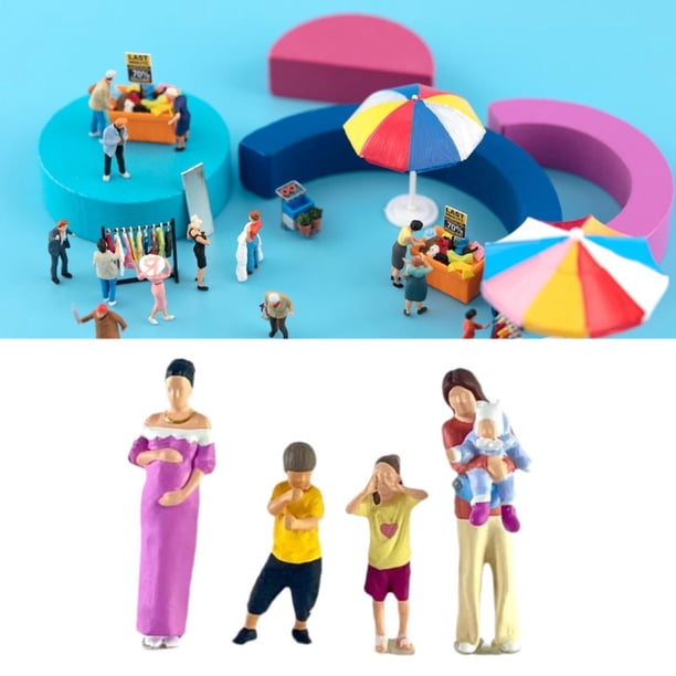 Figuras de diorama a escala 1:64, escena en miniatura, casa de juguete, accesorios fotográficos, jardín de hadas, regalos ideales, parque de trenes, Conjunto para cuatro personas