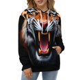 thumbnail image 4 of Fierce Tiger Roar Design Men's Women Vintage 3D Hooded Sweatshirt - All-Season Loose Fit Streetwear, 4 of 6