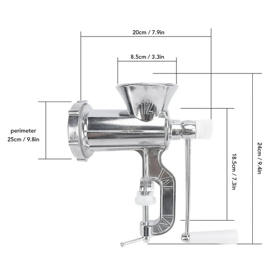 Stainless Steel Meat Grinder, Manual Sausage Maker Kit For Home Kitchen, 3 Attachments