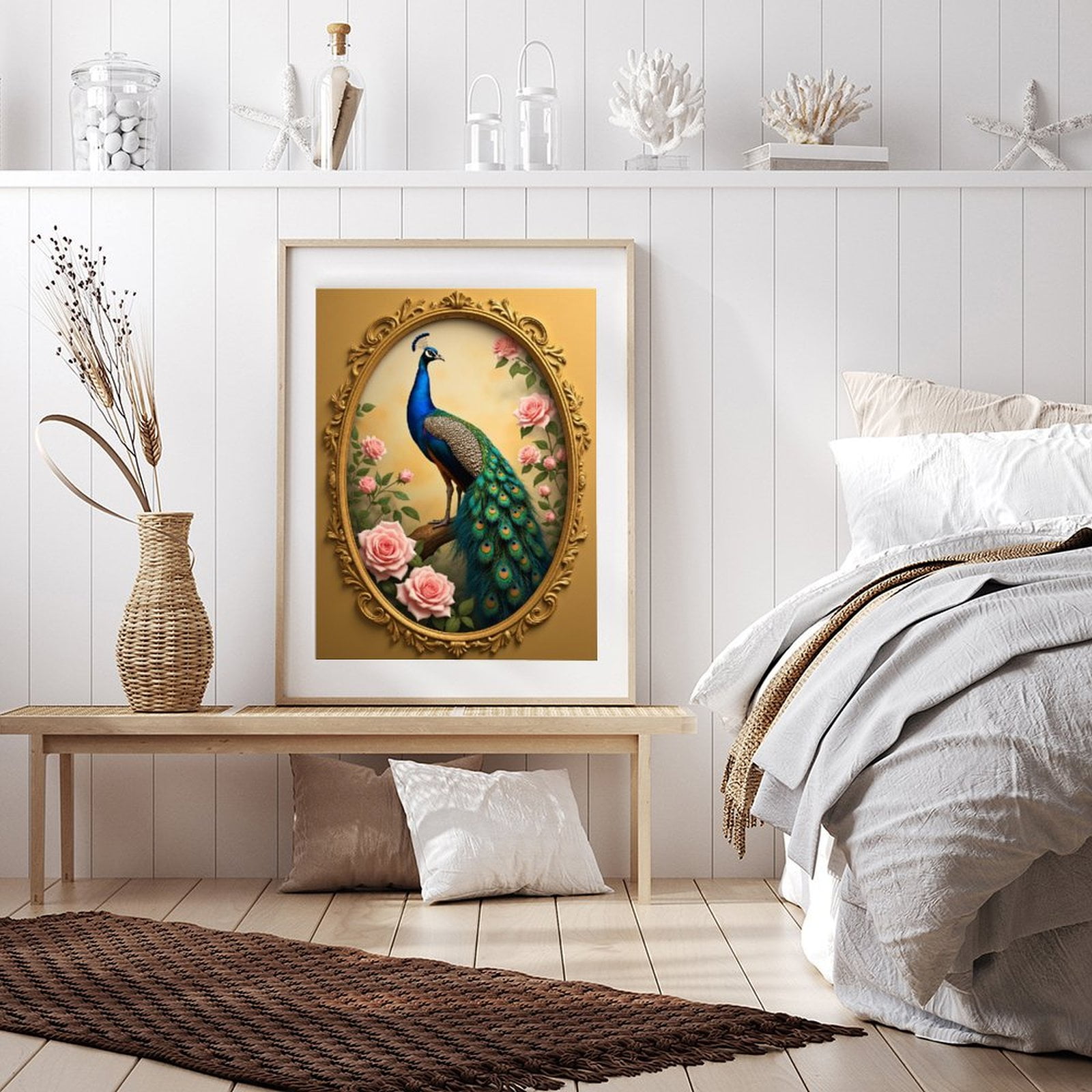 Diamond Art Kits for Adults - 5d Elegant Peacock With Pink Roses Diamond Painting for Adults, Diamond Art for Adults Beginners, Diamond Painting Kits for Adults for Home Wall Decor