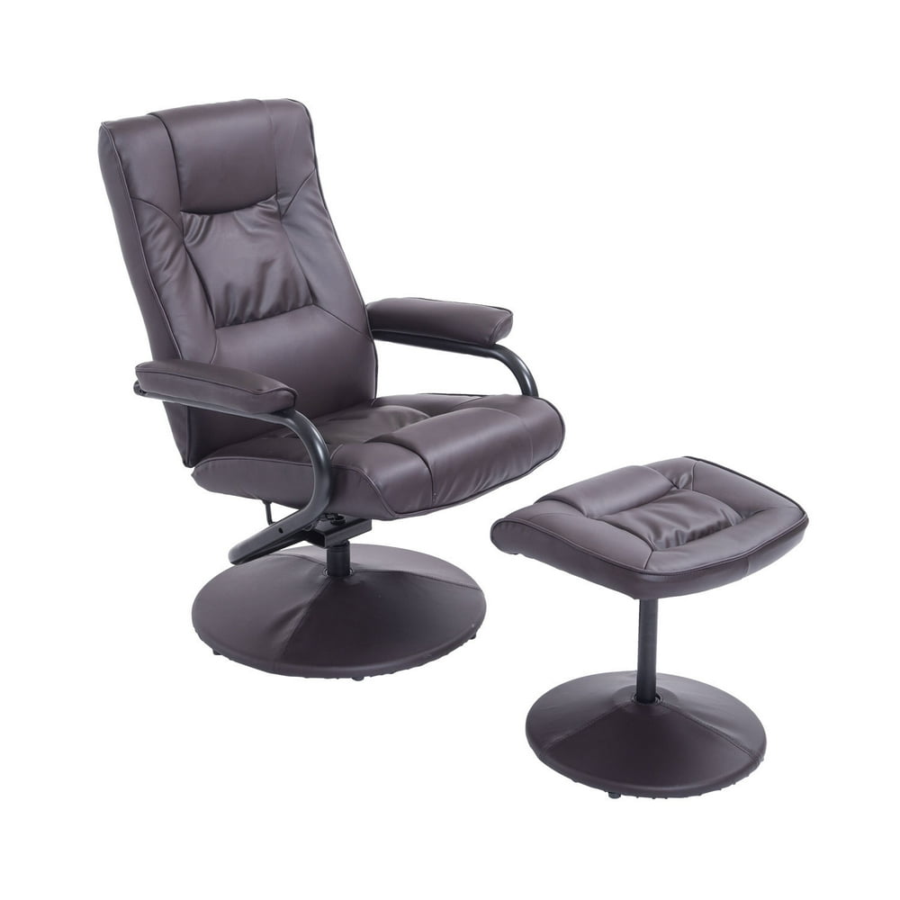 Ergonomic Faux Leather Lounge Armchair Recliner And Ottoman Set