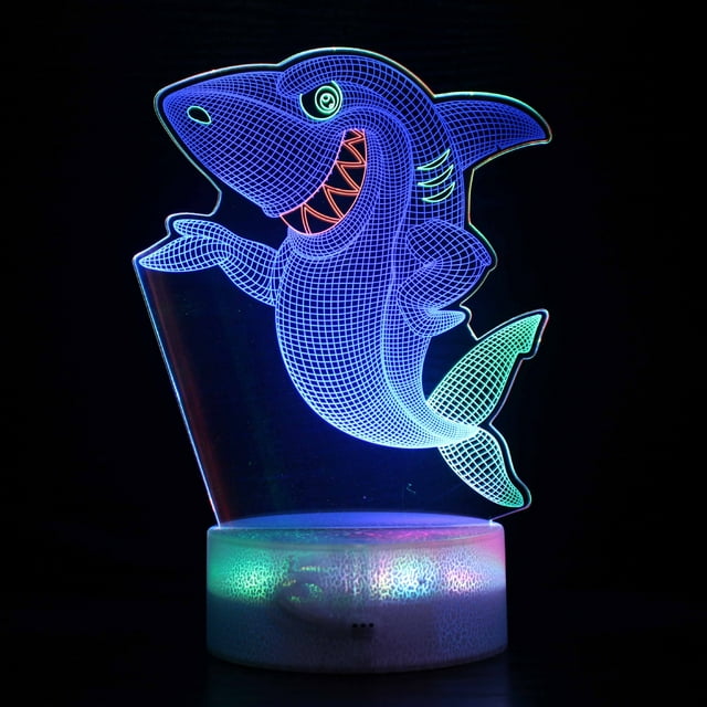 Night Light Sharks 3D LED que cambia de color para niños