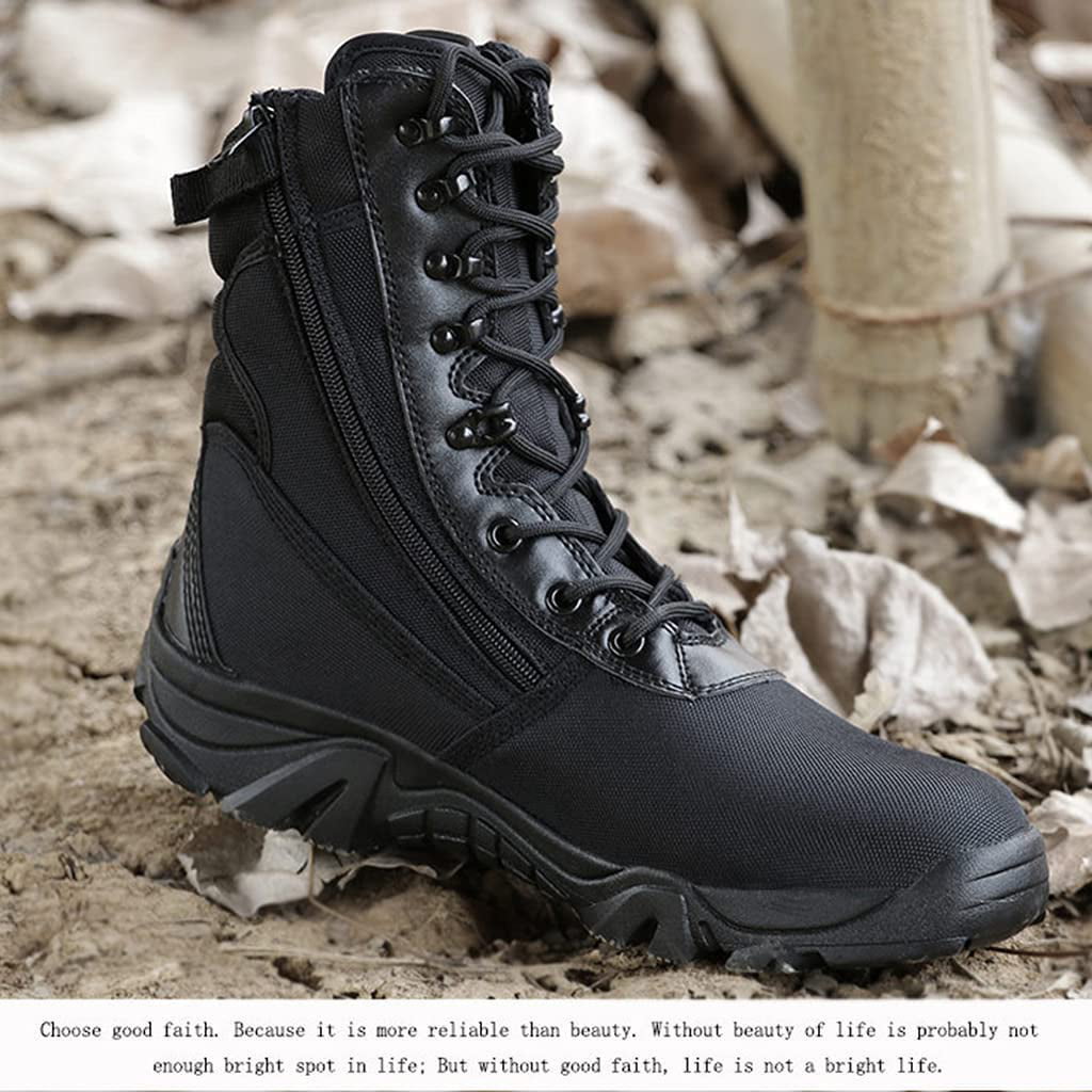 Wangxyan Hommes Bottes Tactiques Militaires Combat Armée Chaussures Police Sécurité Botte Utilitaire Chaussures De Travail Jungle Mountain Botte Glissez sur La Chaussure 