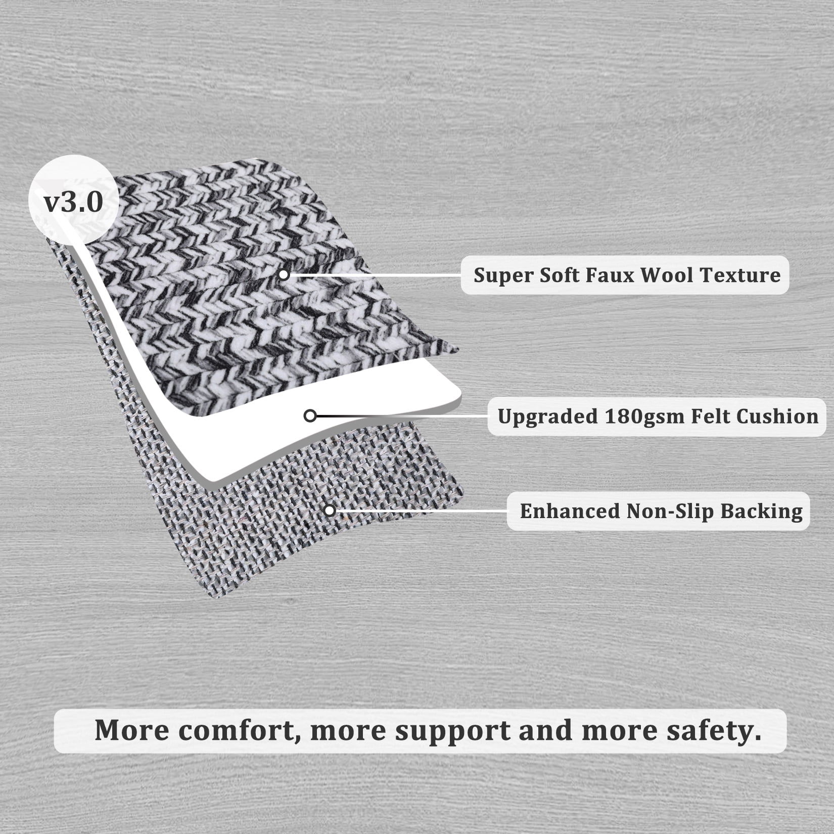 Haperlare Machine Washable Braided Rugs for Living Room Solid Woven Print Low Pile Soft Area Rugs Home Office Bathroom Rugs Grey Carpet,9'x12'