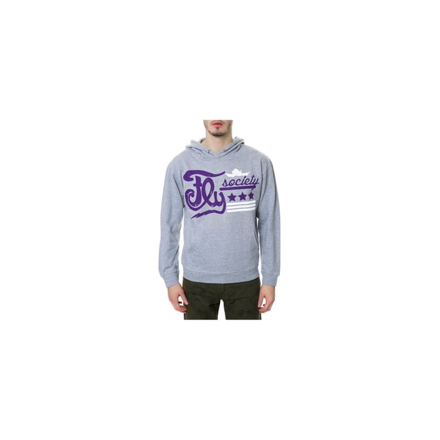 Fly Society Mens The Stars Stripes Hoodie Sweatshirt, Grey, X-Large