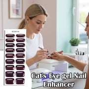 Semi Cured Gel Nail Strips UV/LED Nails, Gel Nail Stickers Dark Semi Cured Gel Nail Strips, Holographic, Chrome, Nails Art Design Decoration Accessories - Color D
