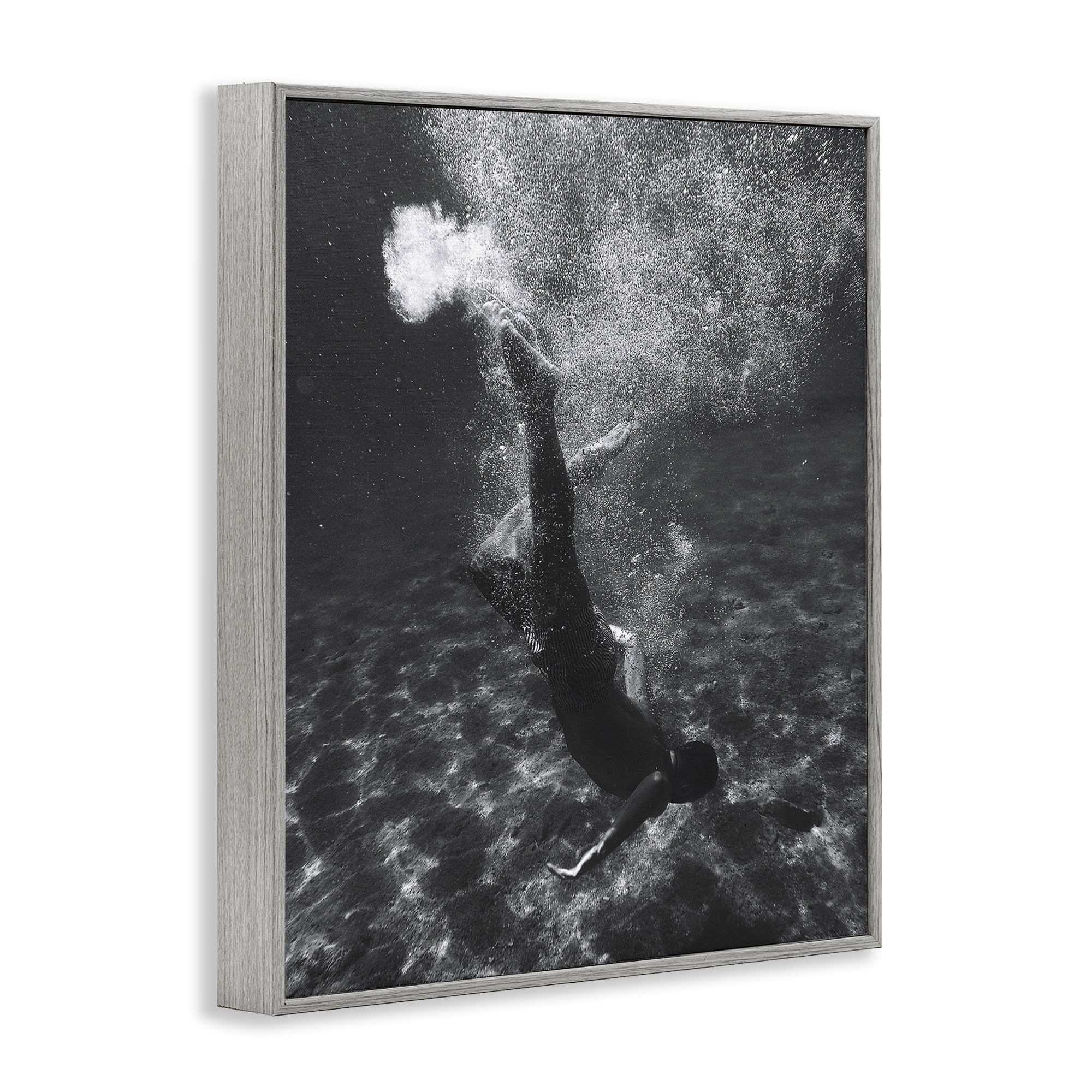 Stupell Industries Deep Ocean Diving Novelty Photography Gray Framed Art Print Wall Art, 24 x 30
