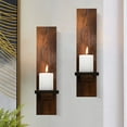 thumbnail image 2 of Set of 2 Wooden Wall Candle Sconces Rustic Wall Mount Wood Pillar Candle Sconces for Living Room Vintage Wall Candle Holders, 2 of 8