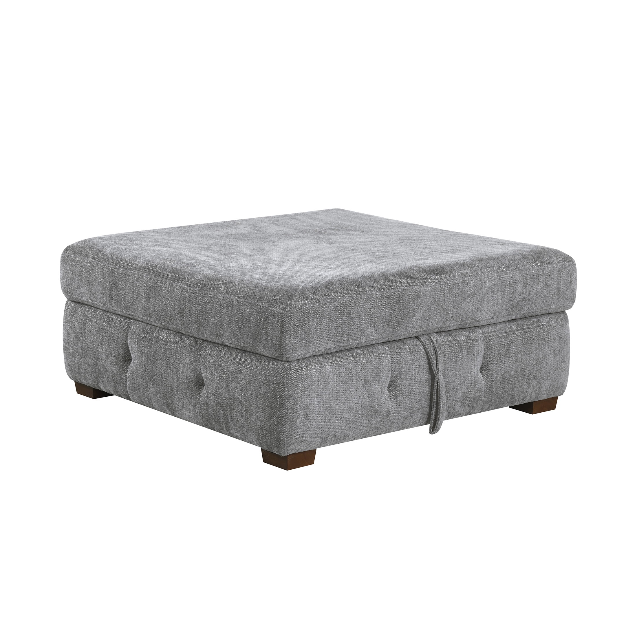 OakvillePark Sund Contemporary Chenille Storage Ottoman, Gray