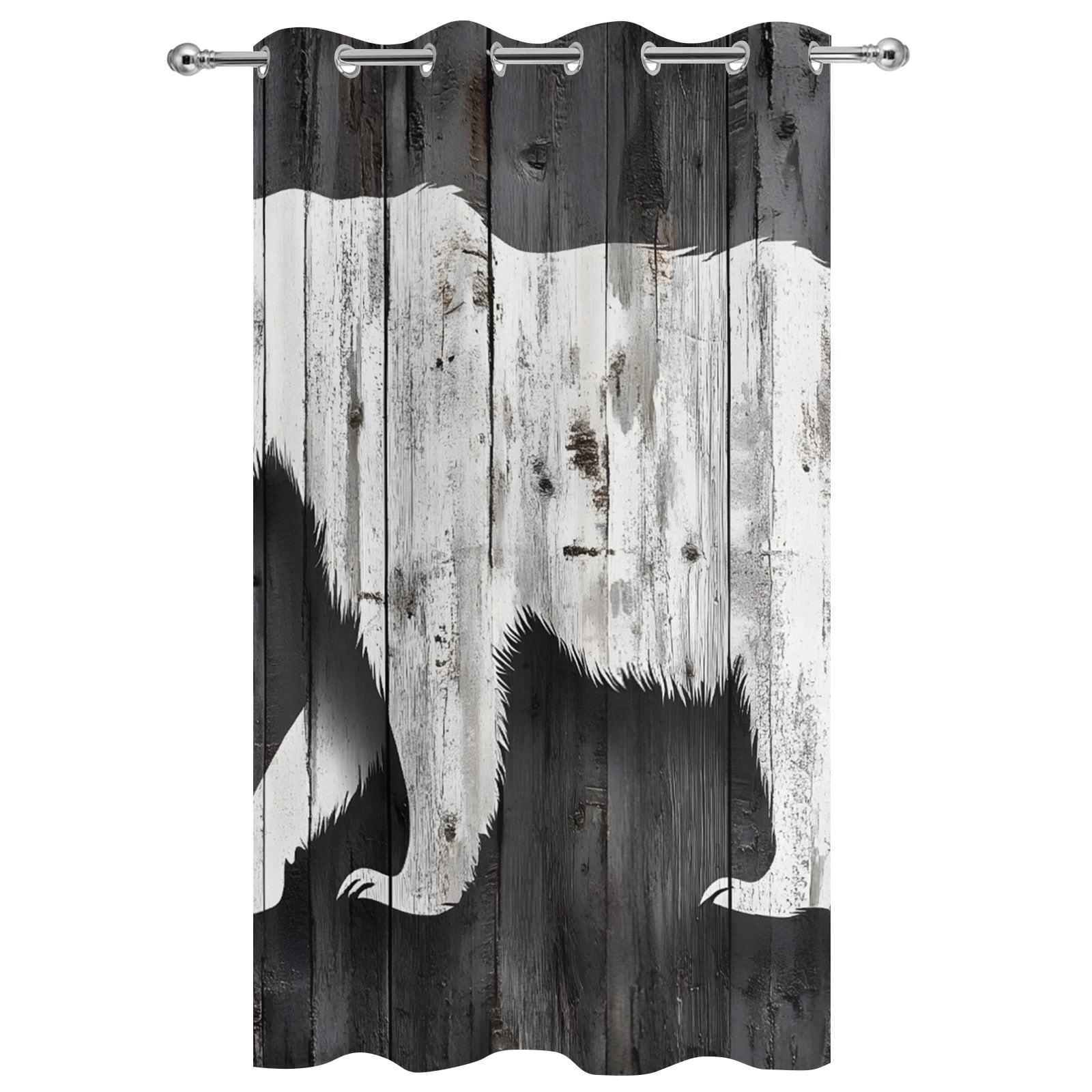 Outdoor Curtains for Patio Waterproof, Vintage Bear Windproof Pravicy Outside Porch Blackout Curtain, Retro Farmhouse Country Wooden Grain Sun Blocking Grommets Curtains for Cabana Gazebo 54"x108"