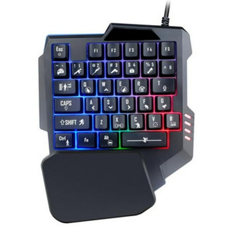 One Handed Gaming Keyboard RGB Backlit  35 Keys Portable Mini Gaming Keypad Ergonomic Professional Keyboard  Single Hand Mechanical Gaming Keyboard with Wrist Rest Support for LOL/PUBG/MOBA/MMO/FPS