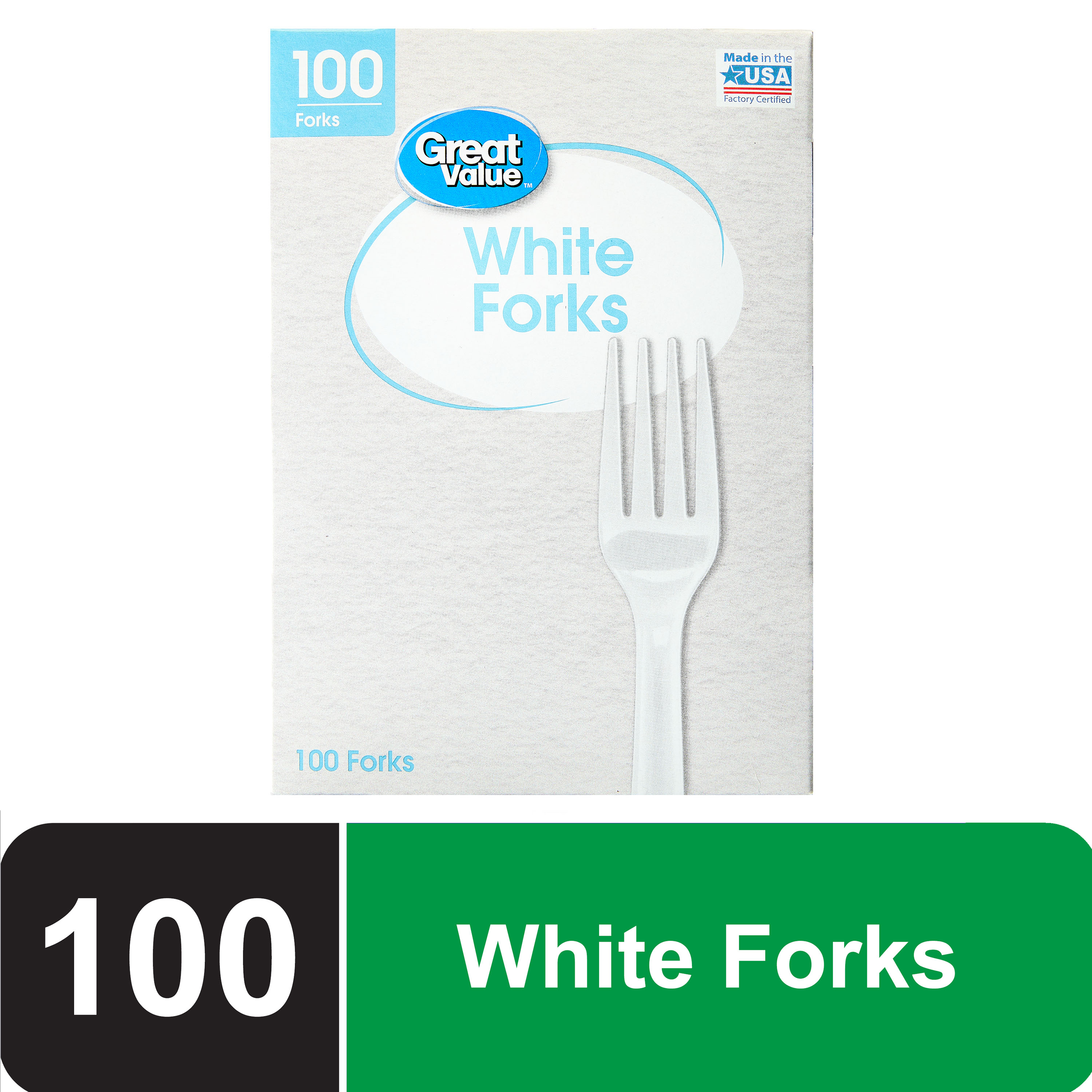 Great Value Everyday Disposable Plastic Forks, White, 100 Count - image 2 of 8