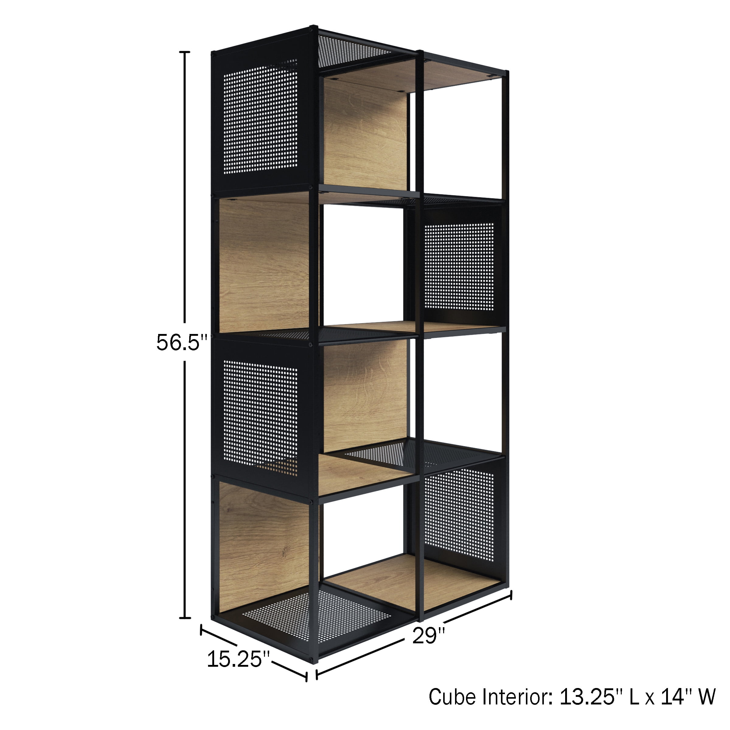 Somerset Home Cube Storage Organizer - Freestanding Bookshelf (Oak and Black)