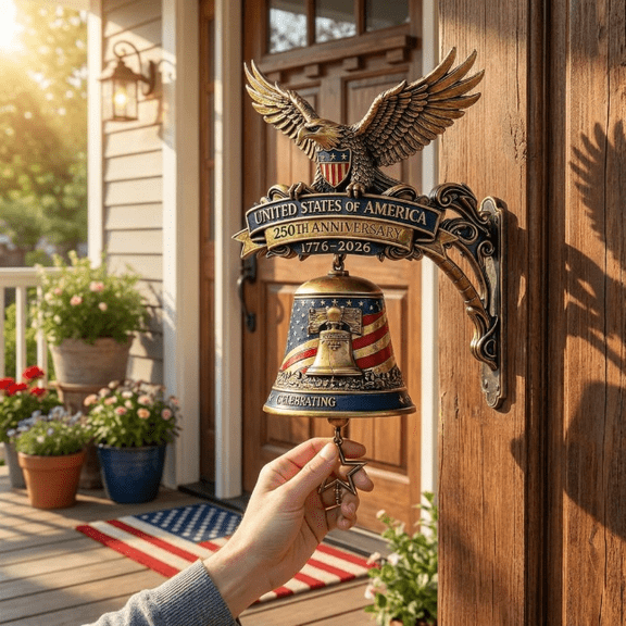 250th U.S. Anniversary Liberty Bell Wall Decor, Patriotic Eagle Hanging Ornament for Front Door and Home Decoration