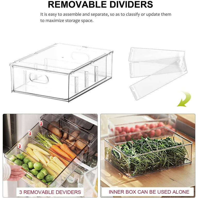 Fridge Drawers - Clear Plastic Stackable Pull-Out Refrigerator