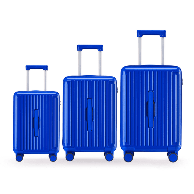 WINGOMART 3-Piece Luggage Set Lightweight Durable PC+ABS Hardshell, Double Spinner Wheels, TSA Lock - 22in/26IN/30in - BLUE
