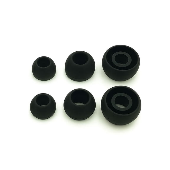 Jrumz Black Silicone Earbud Tips – Soft Replacement Set for In-Ear Headphones, 3 Pairs (S/M/L) Fits 3.8mm–4.2mm Earphones