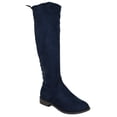 thumbnail image 2 of Liquid Navy Blue Suede Faux City Classified Women Flat Boots Side Zipper Back Lace Up Style Knee High 7.5, 2 of 3