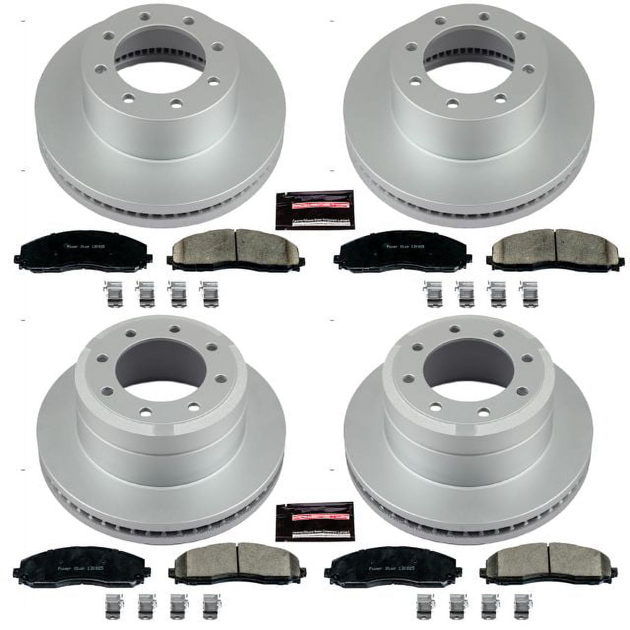 PowerStop Front and Rear Geomet Coated Brake Rotor and Pad Kit Fits: FORD Select Models CRK6405