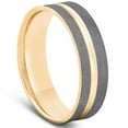 thumbnail image 2 of Pompeii 14k Yellow Gold & Black Brushed Mens 6mm Flat Comfort Fit Wedding Band (,), 2 of 3