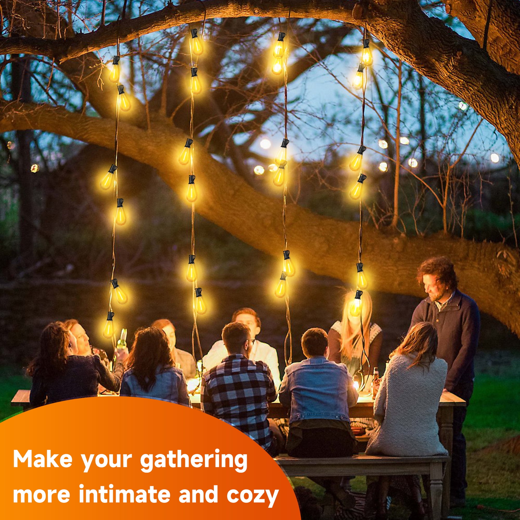 DAYBETTER 100FT LED Outdoor String Lights, Patio Lights with 24+1 Shatterproof S14 Edison Bulbs, Outside Hanging Light Waterproof for Porch, Deck, Garden, Yard, Balcony, Dimmable 2700K