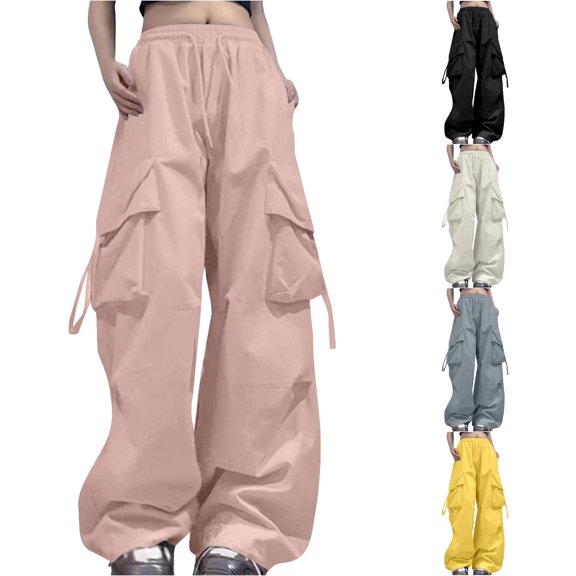 Cargo Pants Woman Relaxed Fit Baggy Clothes Black Pants High Waist Zipper Slim Waist with Pockets Loose Plus Size Pant Beach XXXXXL