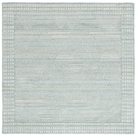 SAFAVIEH Marquee Linda Geometric Area Rug, Turquoise/Grey, 6' x 6' Square