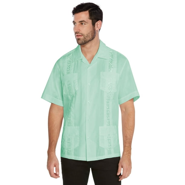 Vkwear Vkwear Men S Guayabera Cuban Beach Wedding Casual Short Sleeve Dress Shirt Aqua 2xl Walmart Com Walmart Com