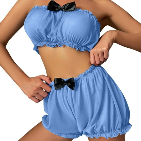

TANGNADE Ladies Lingerie Velvet Suit Pajamas Lace Stitching Lingerie