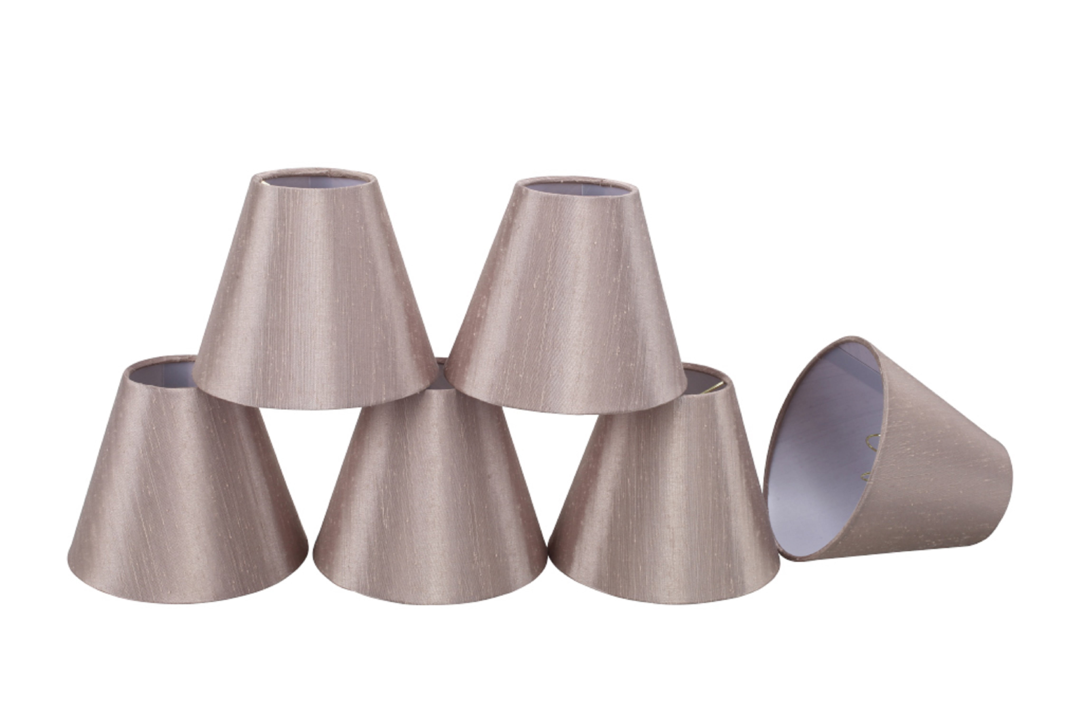 Taupe Faux Silk Empire Chandelier Lamp Shades, Set of 6