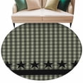 thumbnail image 2 of 5ft Round Rug, Sage Green Black Plaid Non-Skid Rubber Backing Large Area Rugs - Living Room Bedroom Home Office, Vintage Star Buffalo Check Rustic Indoor Floor Mat Carpets Washable Rug, 2 of 9