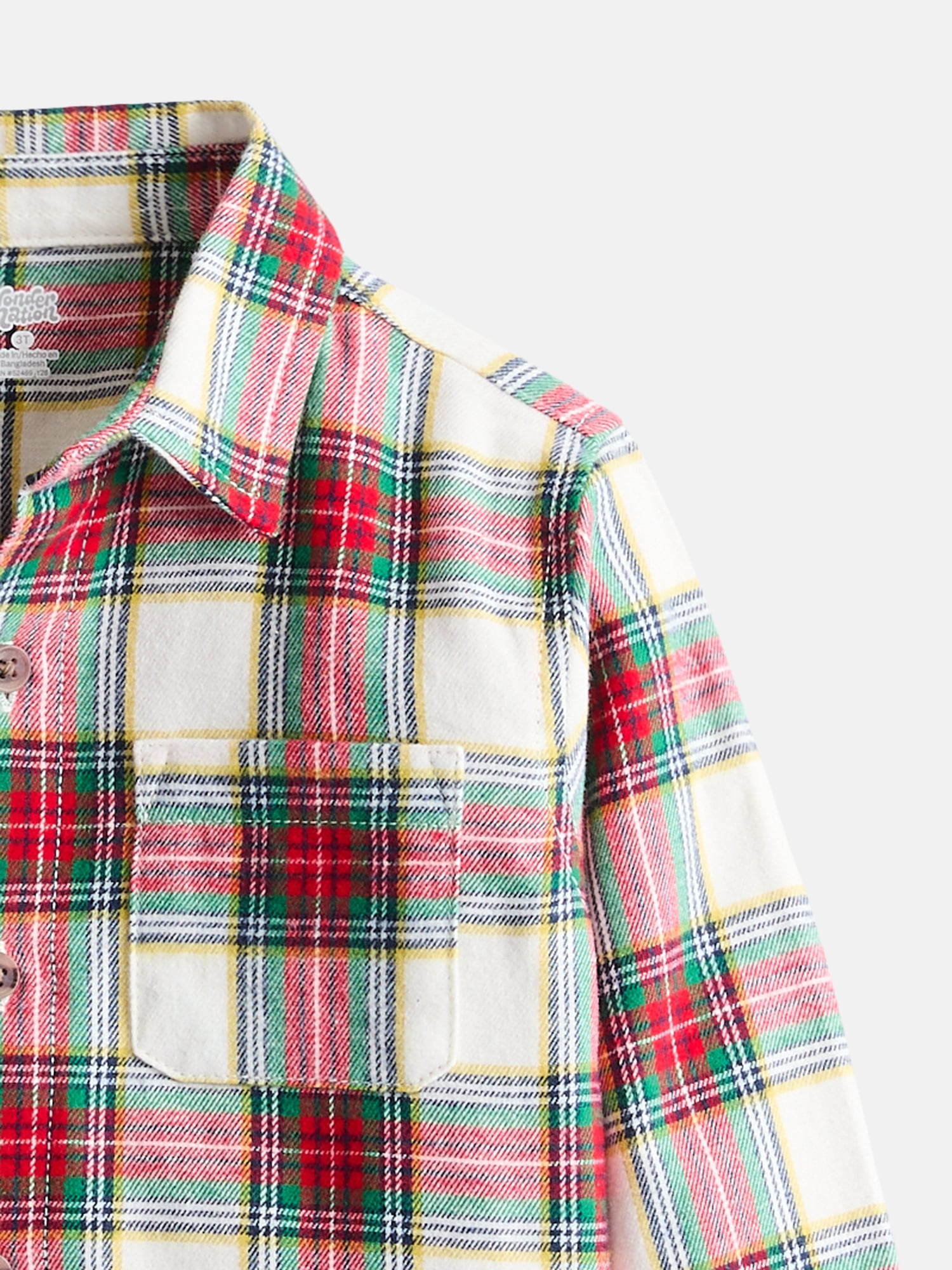 Wonder Nation Toddler Boys' Flannel Shirt with Long Sleeves, Sizes 12M-5T