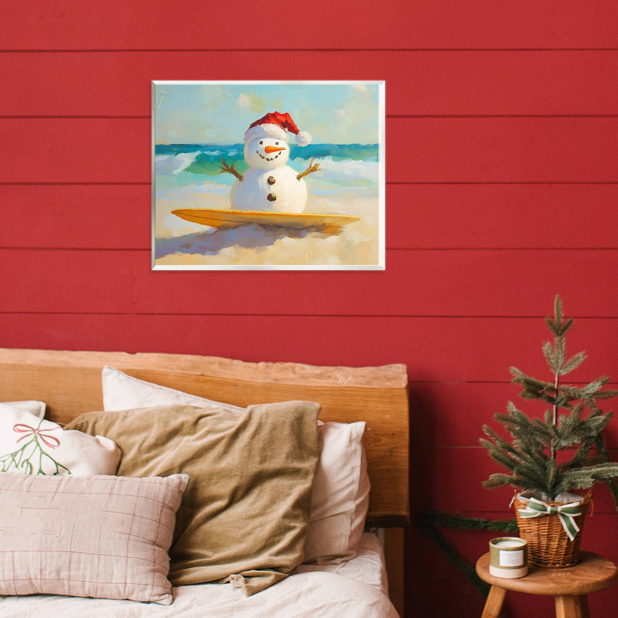Stupell Industries Surfer Snowman on Beach Wall Plaque Art, design by The Prints Vibe